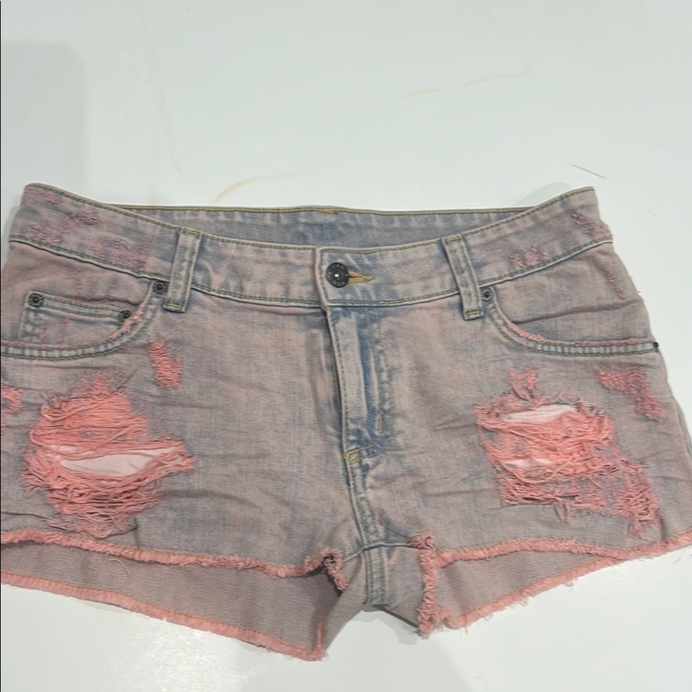 Carmar Light Pink Distressed Jean Shorts